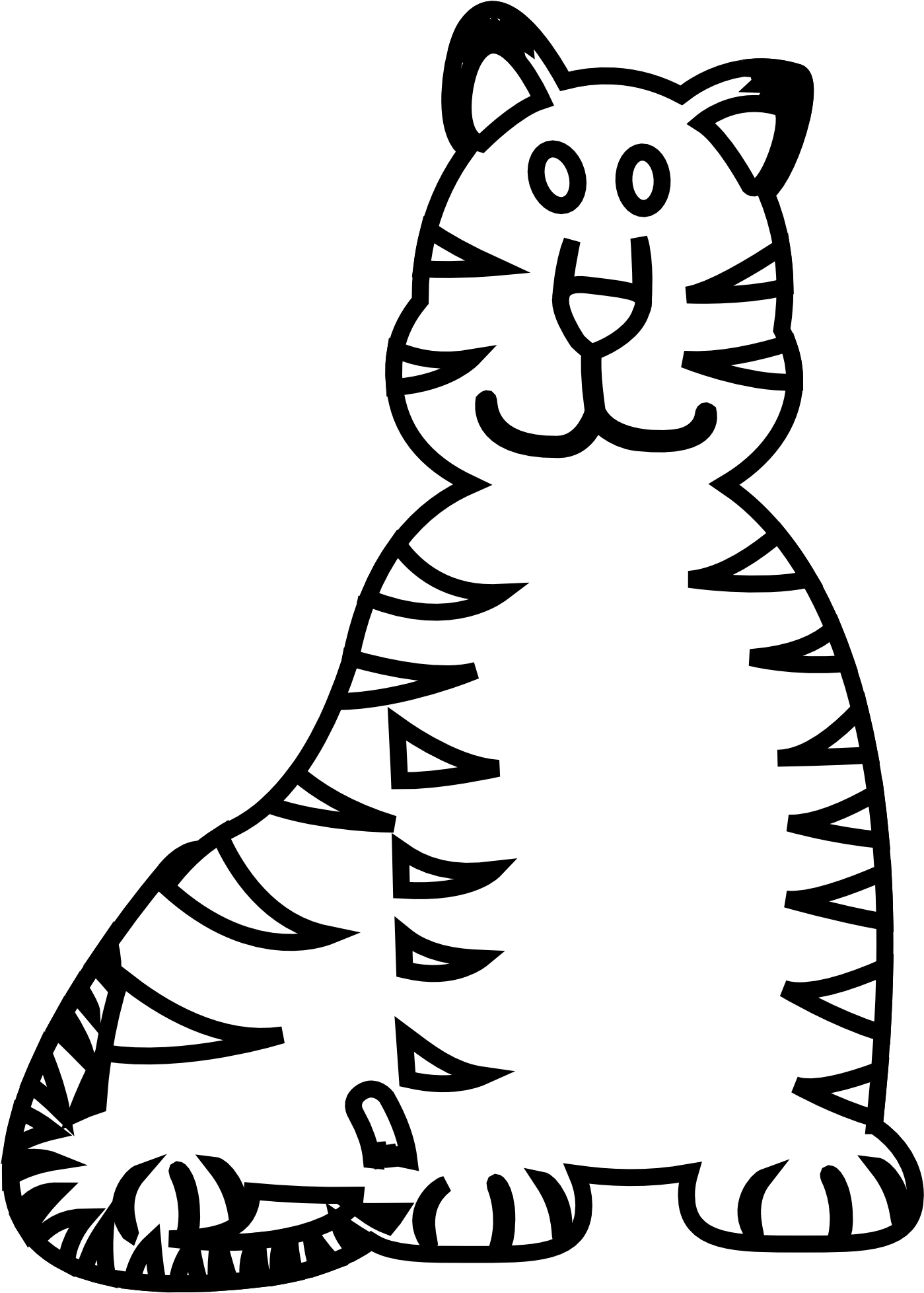 Animal Tiger Black White Black White Art Beta Geometry - Tiger Black And White Clip Art Of Animals (1399x1957)