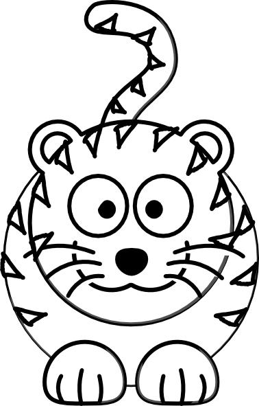 Tiger Black And White Cute Tiger Black And White Clipart - Easy To Draw Cartoon Tiger (378x591)