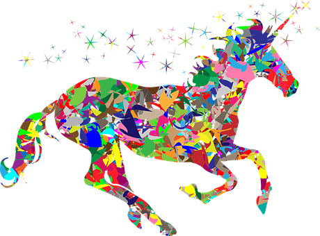 Colorful Prismatic Chromatic Rainbow Polyg - Modern Art Unicorn (460x340)