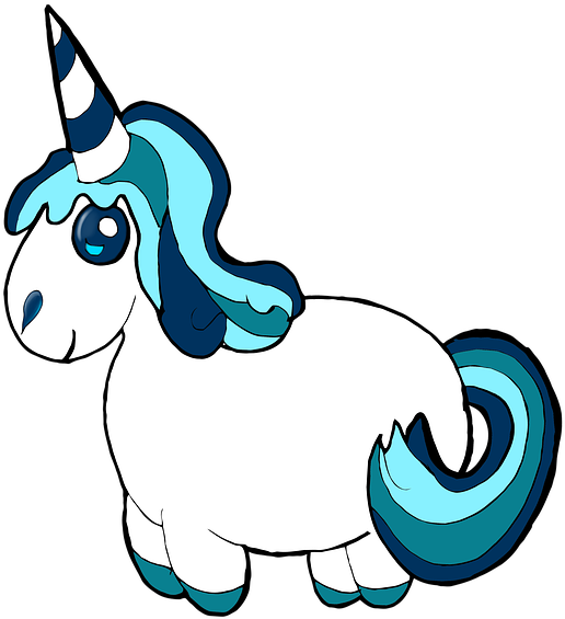 Einhorn, Clipart, Blau - Blå Unicorn (1082x1280)