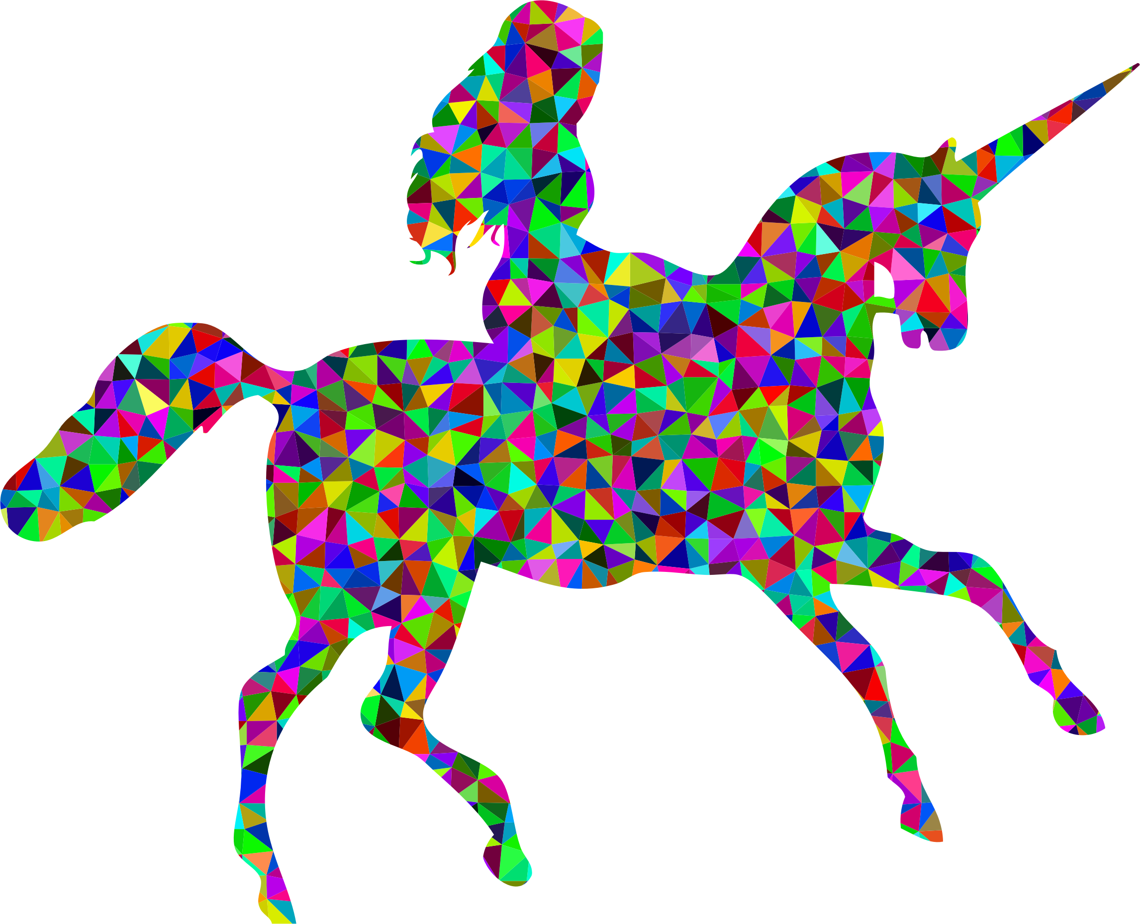 Poly Prismatic Woman Riding Unicorn - Riding Unicorn Png (2292x1858)