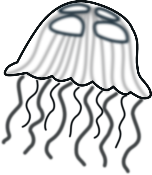 Jellyfish Clip Art At Vector Clip Art - Clip Art Black And White Jellyfish (516x595)