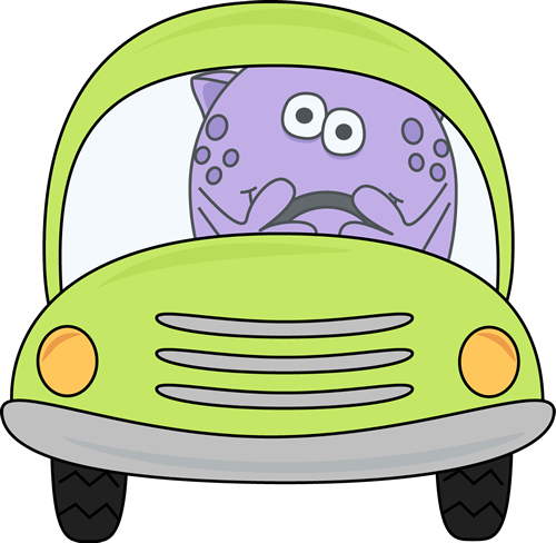 Monster Driving A Car - Monster In A Car (500x488)