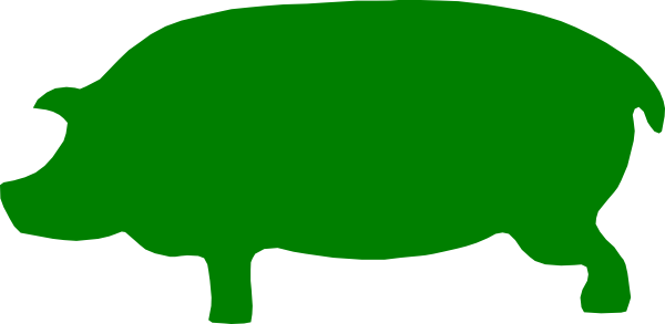 Green Pig Clip Art - Pig Green (600x293)