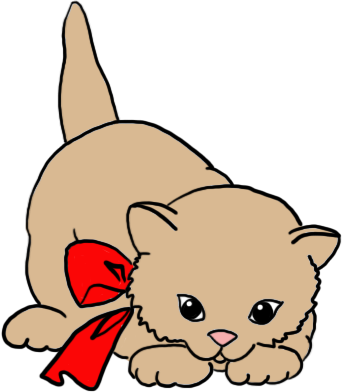 Cute Kitten Clip Art Red Bow - Little Cat Clip Art (342x392)
