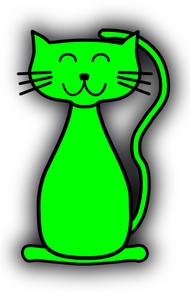 Green Cat Clipart (420x598)