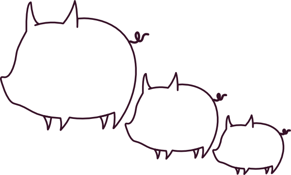 Pig Clipart - Outline Of A Pig (600x362)