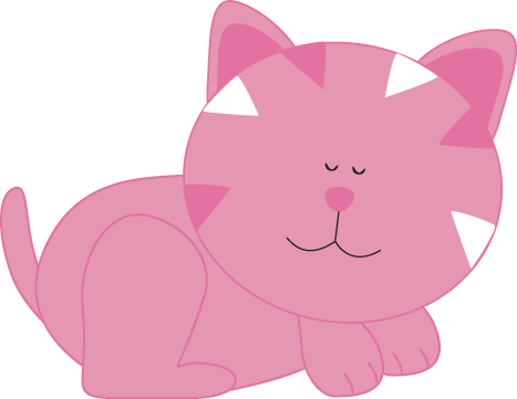 Pink Cat Sleeping - Pink Cat Clipart (467x361)