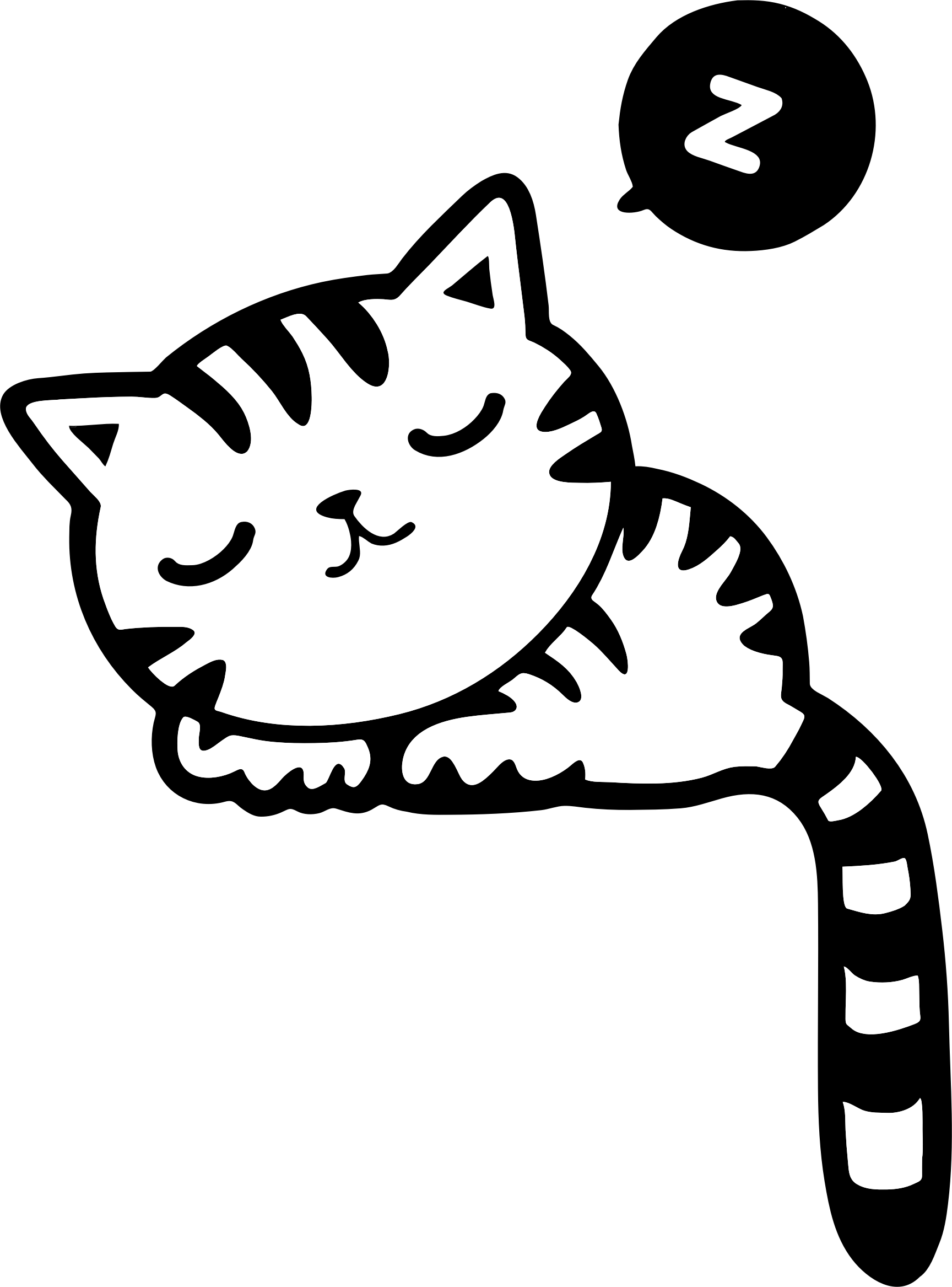 Cat Kitten Clip Art - Sleeping Cat Drawing Clipart (1728x2334)