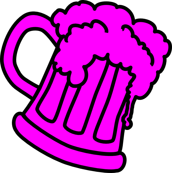 Pink Outline Beer Mug Clip Art - Clip Art (594x599)
