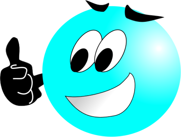 Smiley Face Making Thumbs Up Vector Clip Art - Blue Smiley Face Thumbs Up (600x454)