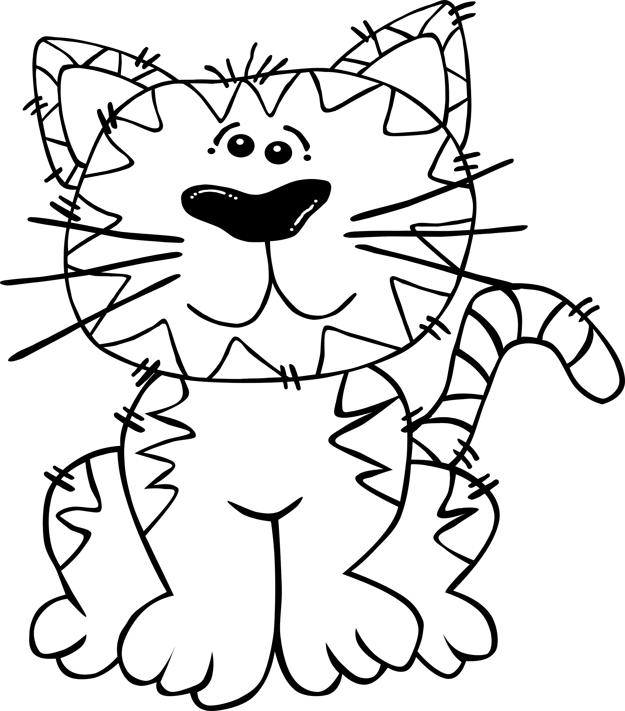 Cartoon Cat Print,cat - Cat Cartoon Black And White (2113x2400)