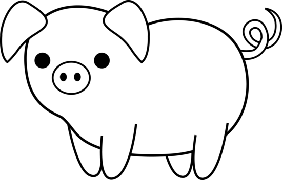 Pig Clip Art In Black And White Pigs Clipart Black - Black And White Clip Art Of Of Pig (550x352)