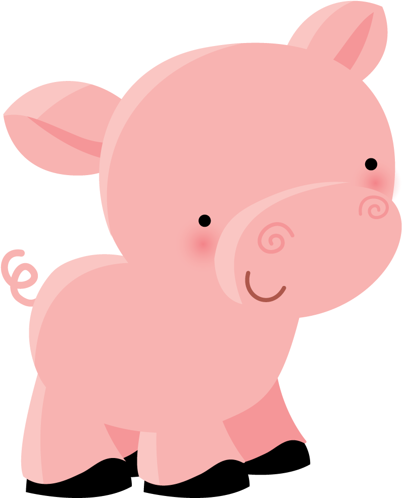 Cute Pig Clipart - Dibujos Animales De La Granja Png (1067x1108)