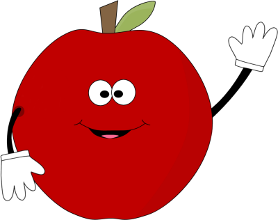 Waving Red Apple Clip Art Image Clipart Face - Apple Fruit With Face (400x316)