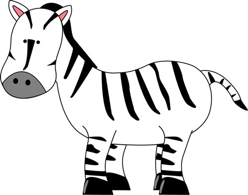Cartoon Zebra Clipart Animals Clip Art - Black And White Zebra Clip Art (500x392)