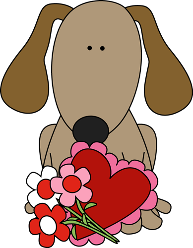 Valentine's Day Dog - Dog Valentine Clip Art (389x500)