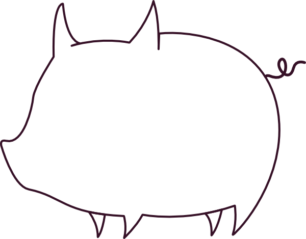 Pig Outline Clip Art - Outline Of A Pig (600x469)