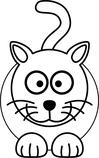 Clipart Info - Black And White Cartoon Cats (378x598)
