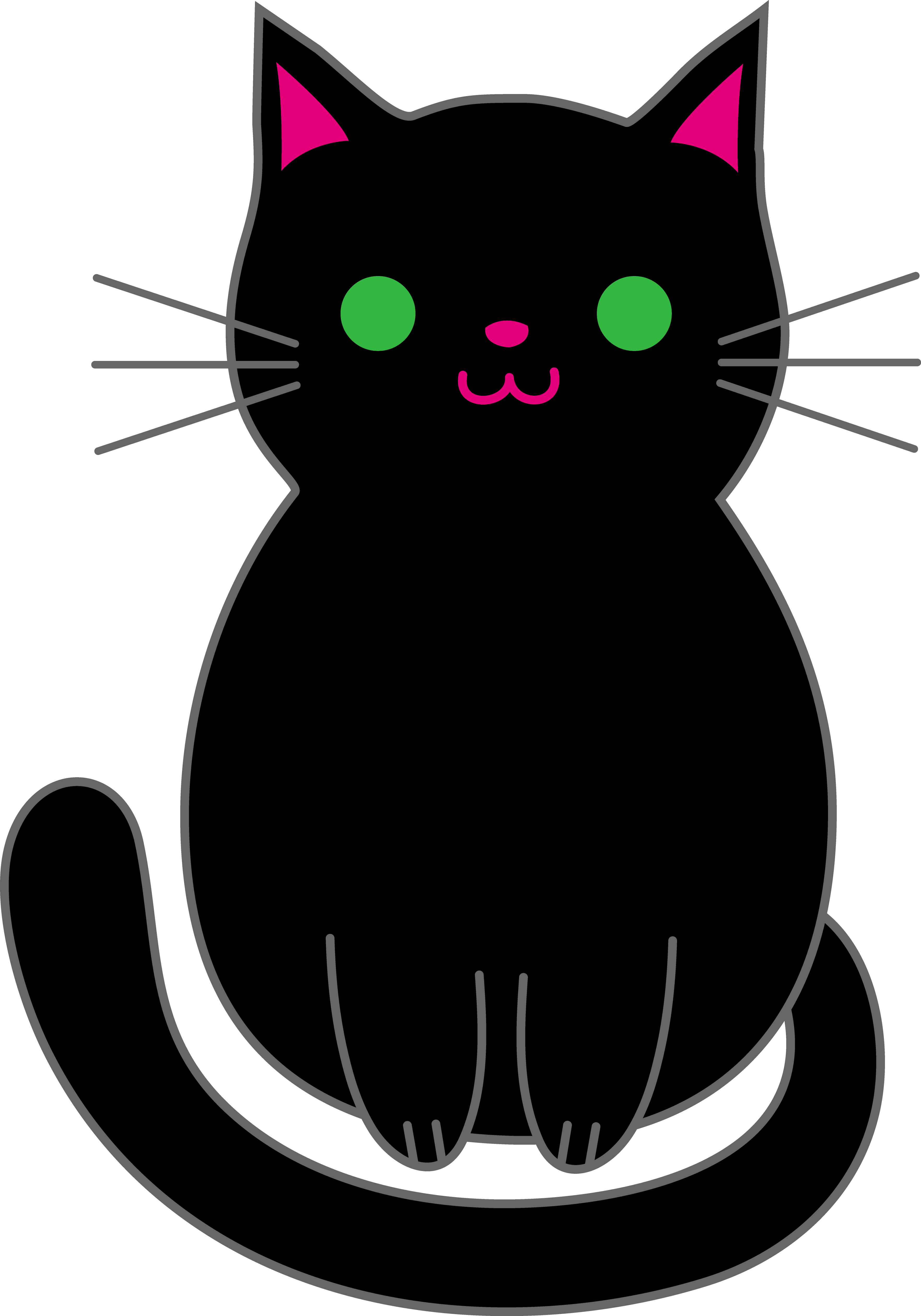 Anime Black Clipart - Cute Black Cat Animated (3576x5089)