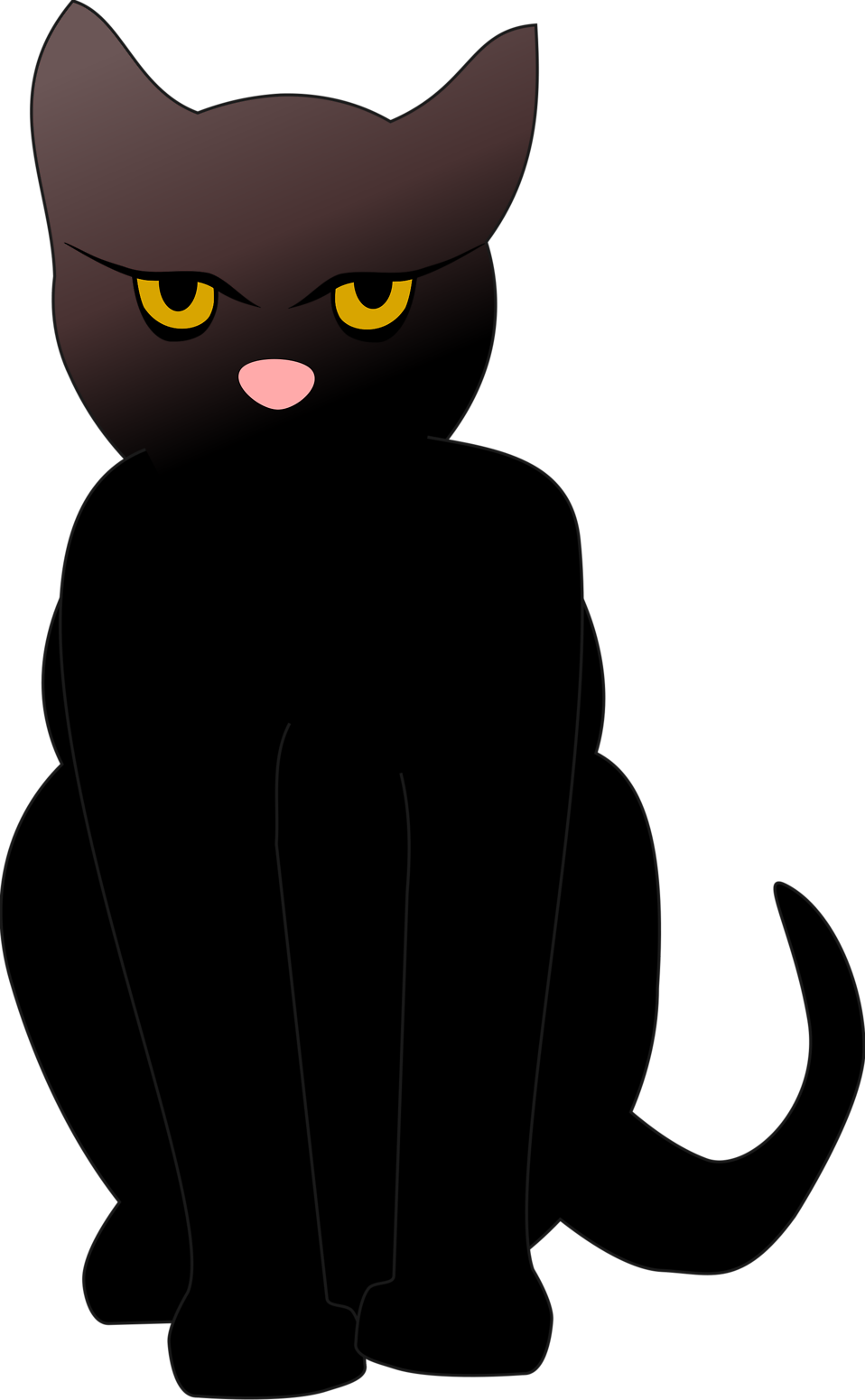 Clipart Cat Transparent Silhouette Clip Art Library - Black Cat Clip Art (958x1551)
