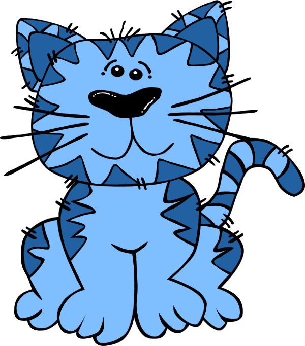 Blue Cat Clipart - Sitting Cat Shower Curtain (600x682)