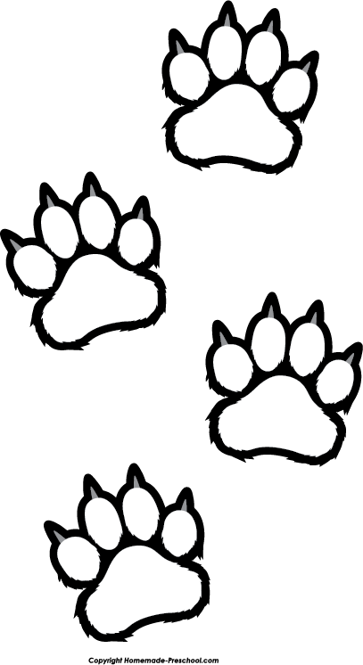 Dog Paw Print Clip Art Free Dog Clipart - Tiger Paw Clip Art Black And White (407x746)