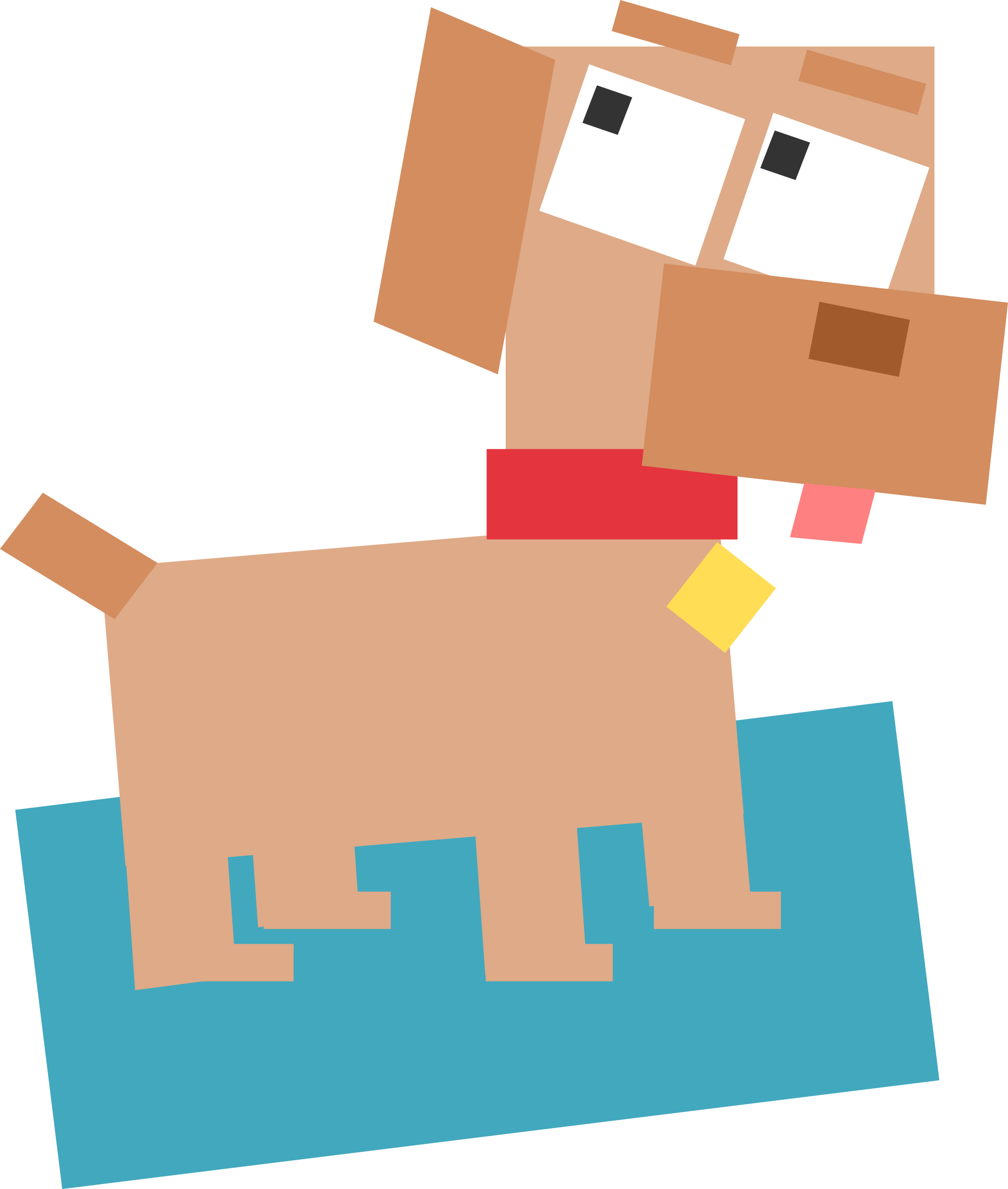 Square Animal 2 Dog Clipart - Square Animal Cartoon (2035x2400)