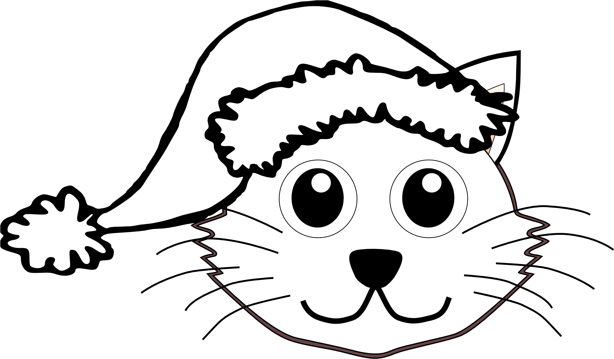 Cat In The Hat Black And White Clipart Kid - Cat Face For Coloring (1979x1366)