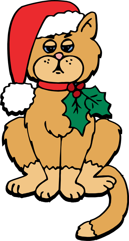 Christmas Cat Clip Art - Christmas Cat Clipart Free (441x826)
