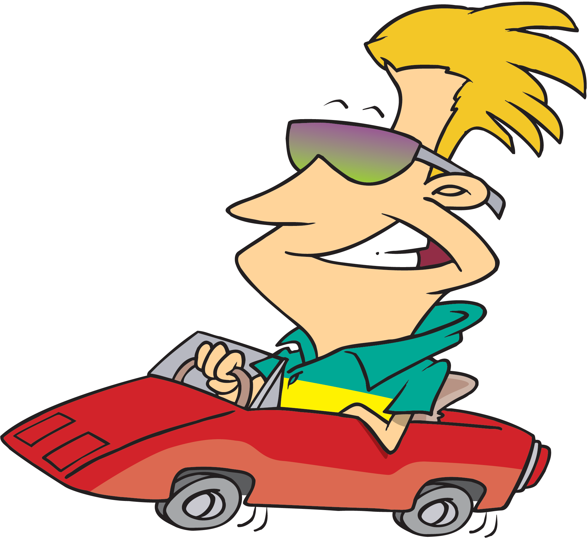 Cartoon Clipart Image Funny Cartoon Guy Driving His - Driving Cartoon.