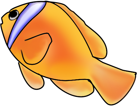 Clownfish Fish Clip Art - Fish Swimming Up Clipart (481x376)