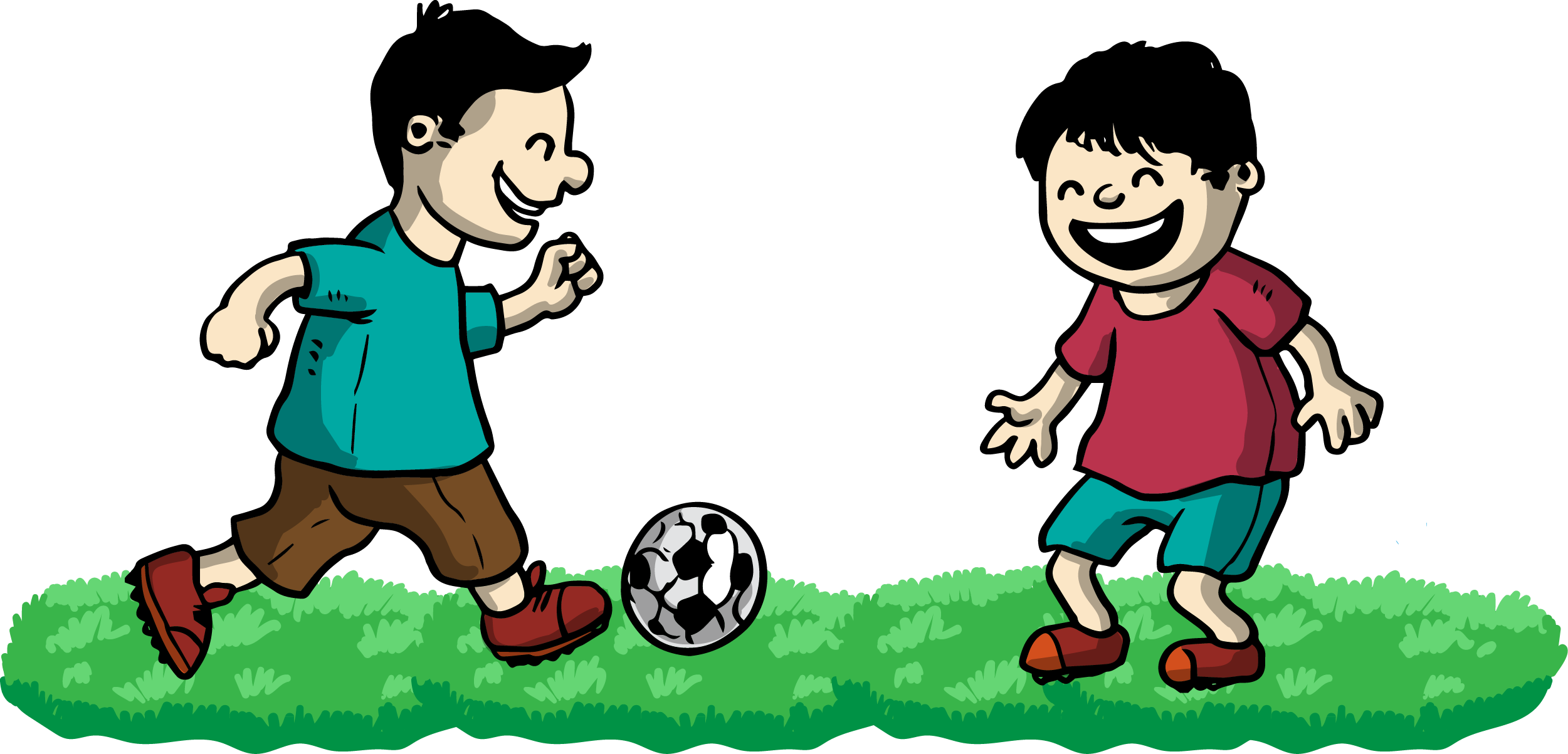 Football Clip Art - Playing Football With Friends Clipart (2501x1203)