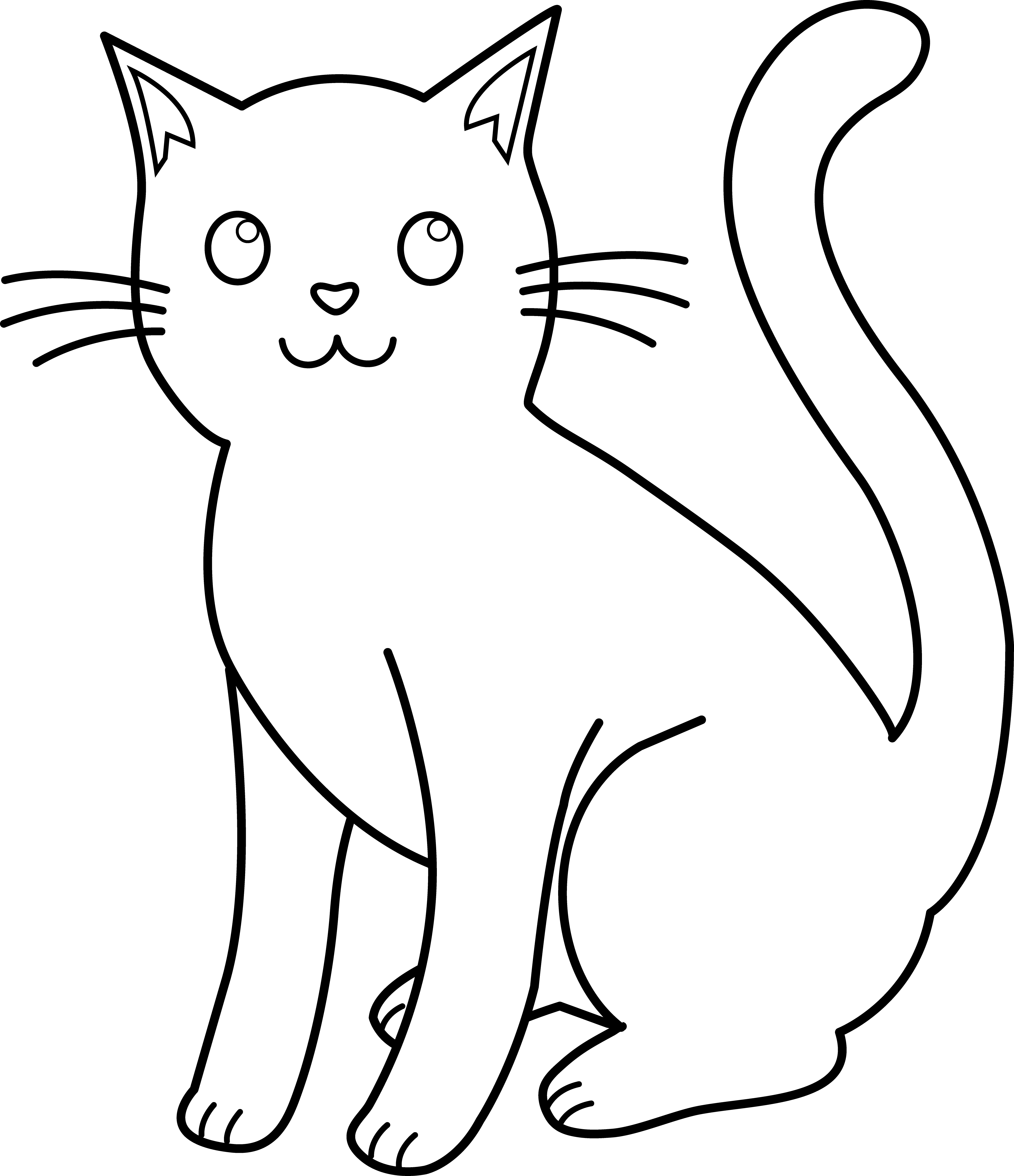 Clip Art - Cat Black And White Drawing (4373x5072)