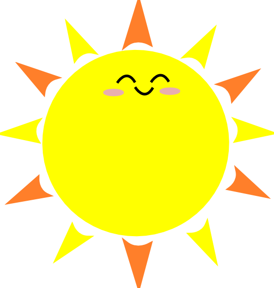 Happy Sun Clip Art At Clker - Cartoon Sun With Black Background (564x594)