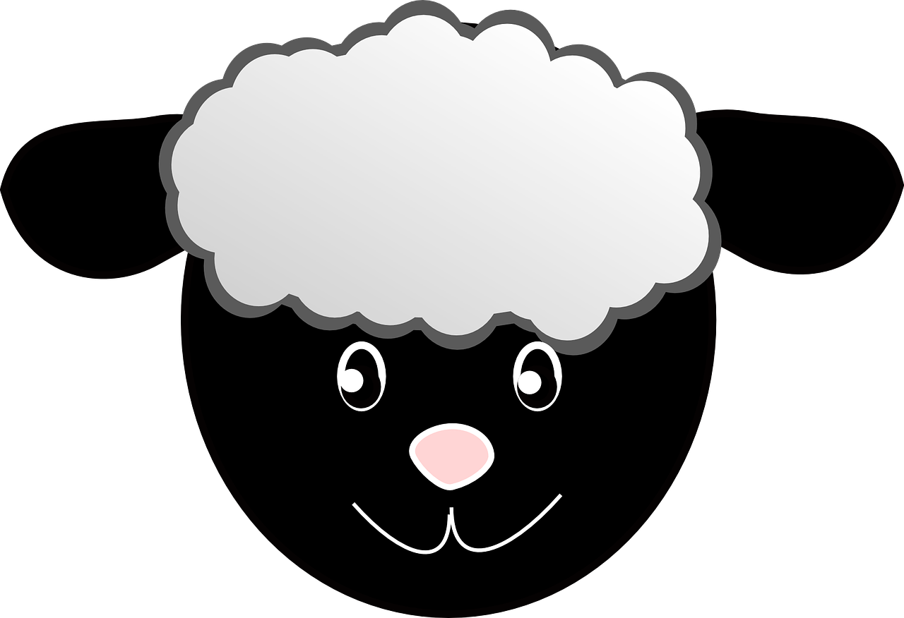 Sheep Head Happy Face Cartoon Wool Black - Black Sheep Face Cartoon (1920x1314)