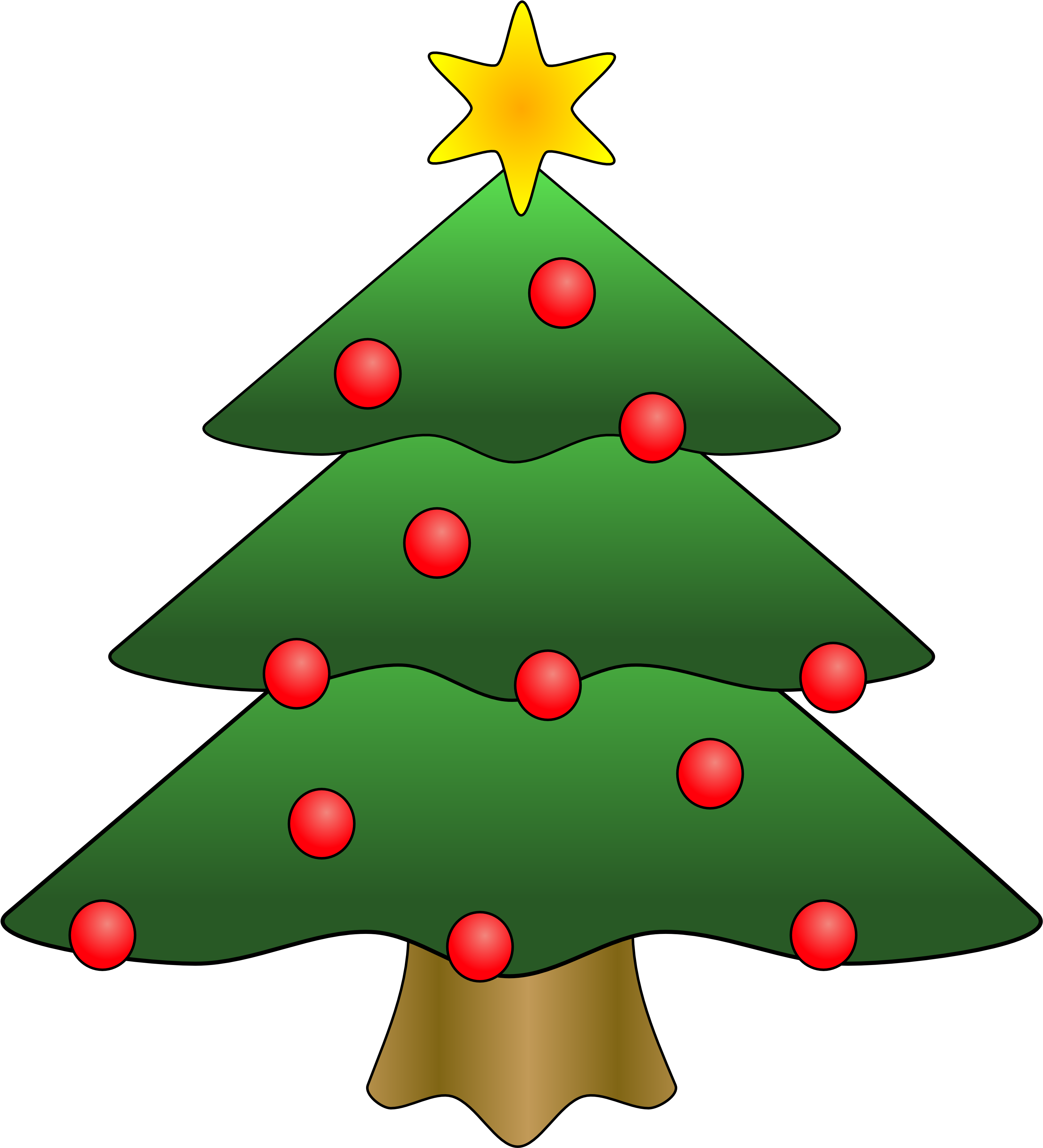 Clipart - Christmas - Tree - With - Presents - Christmas Tree Clip Art Free (3333x3777)