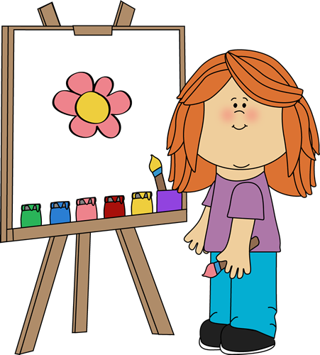 Girl Painting On Easel - Reading Exercises For Beginners (451x500)