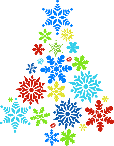 Colorful Snowflake Tree Clip Art At Clker Com Vector - Christmas Clip Art Snowflakes (468x599)