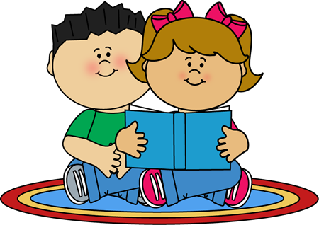 Kids Reading On A Rug Clip Art - Clip Art (450x318)