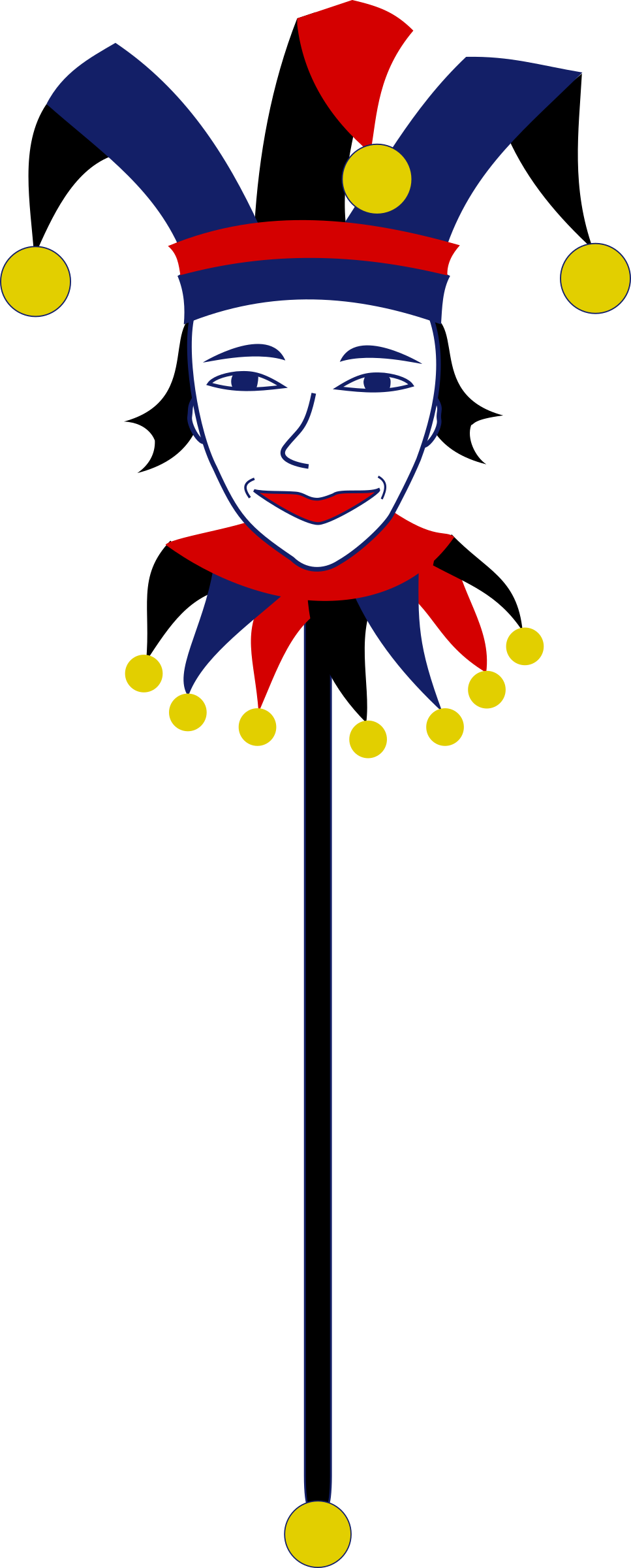 Marotte - Jester Stick Clipart (967x2400)