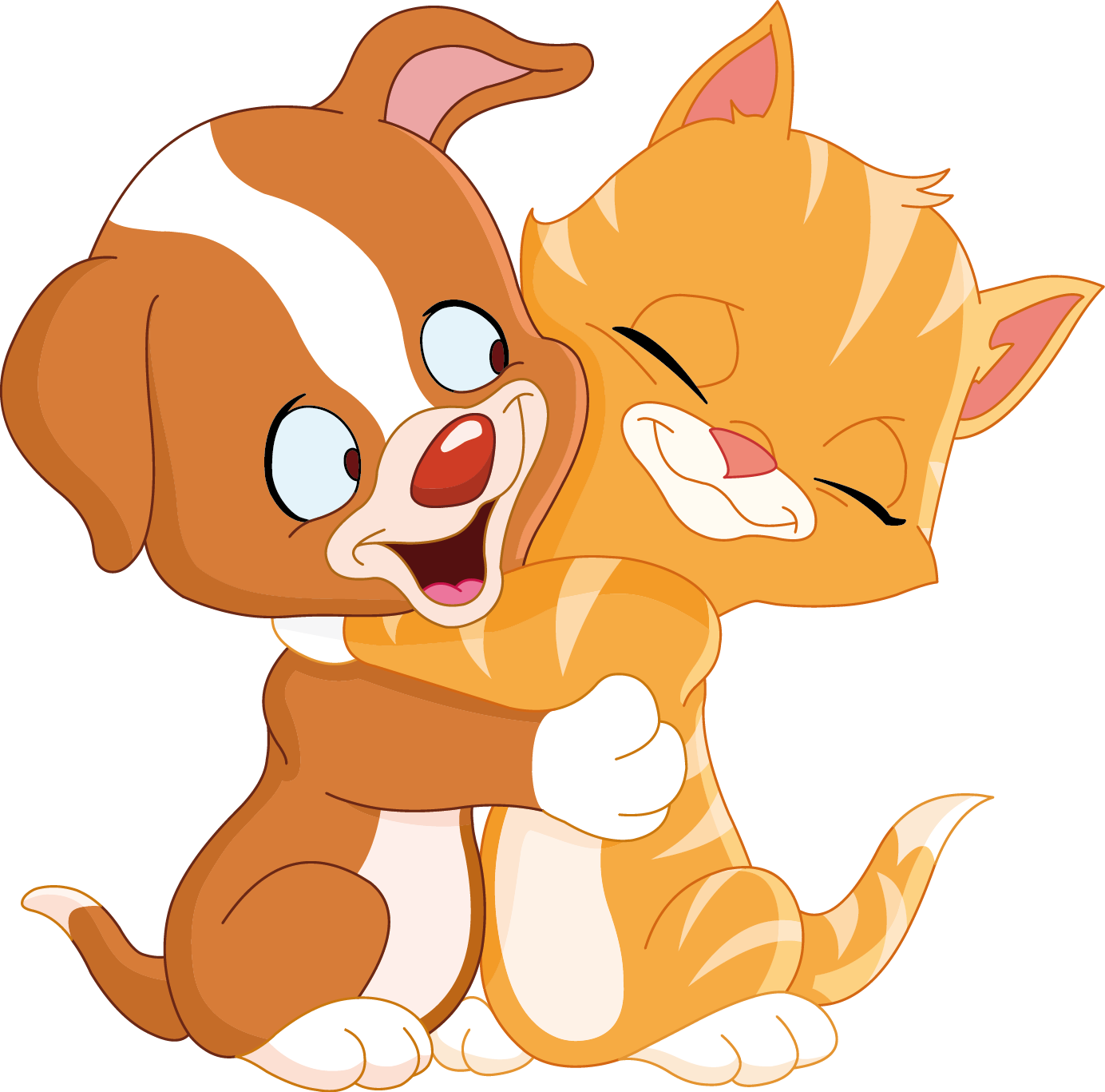 Cat Clipart Gato - Cartoon Cat And Dog (1384x1367)