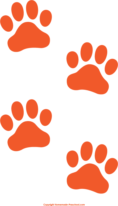 Dog Paw Prints Free Paw Prints Clipart - Orange Dog Paw Print (417x723)