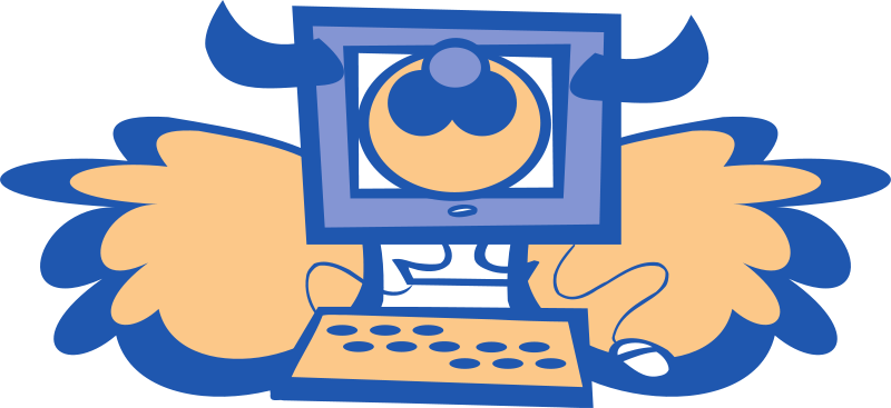 Free Vector Angel Cow Computer With Wings Clip Art - Computer Clip Art (800x367)