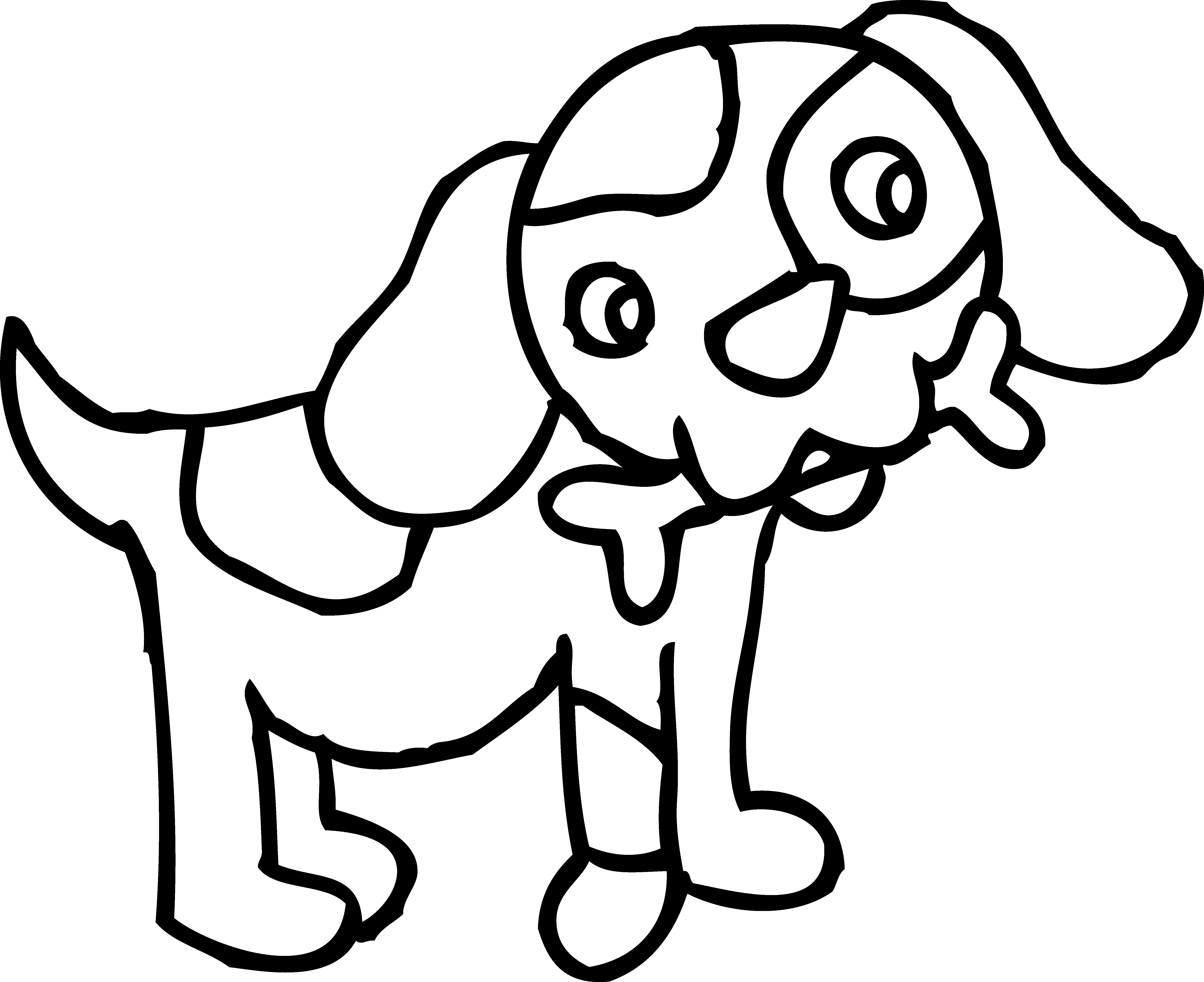 Black & White Clipart Pet - Cartoon Dog To Colour (5897x4811)