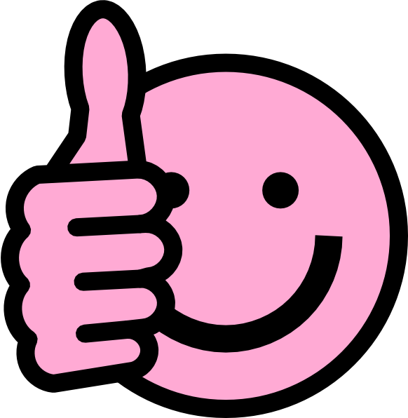 Smiley Face Clip Art Thumbs Up - Pink Thumbs Up Emoji (582x596)