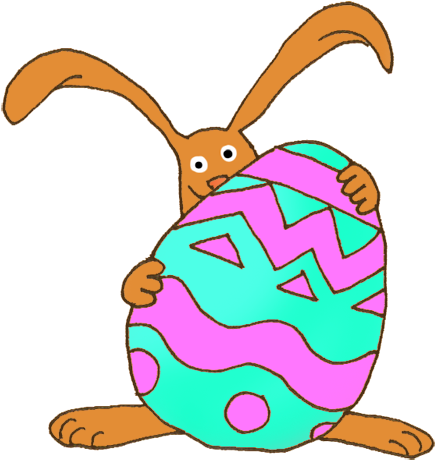 Easter Rabbit With Big Easter Egg - Easter Bunny (456x531)