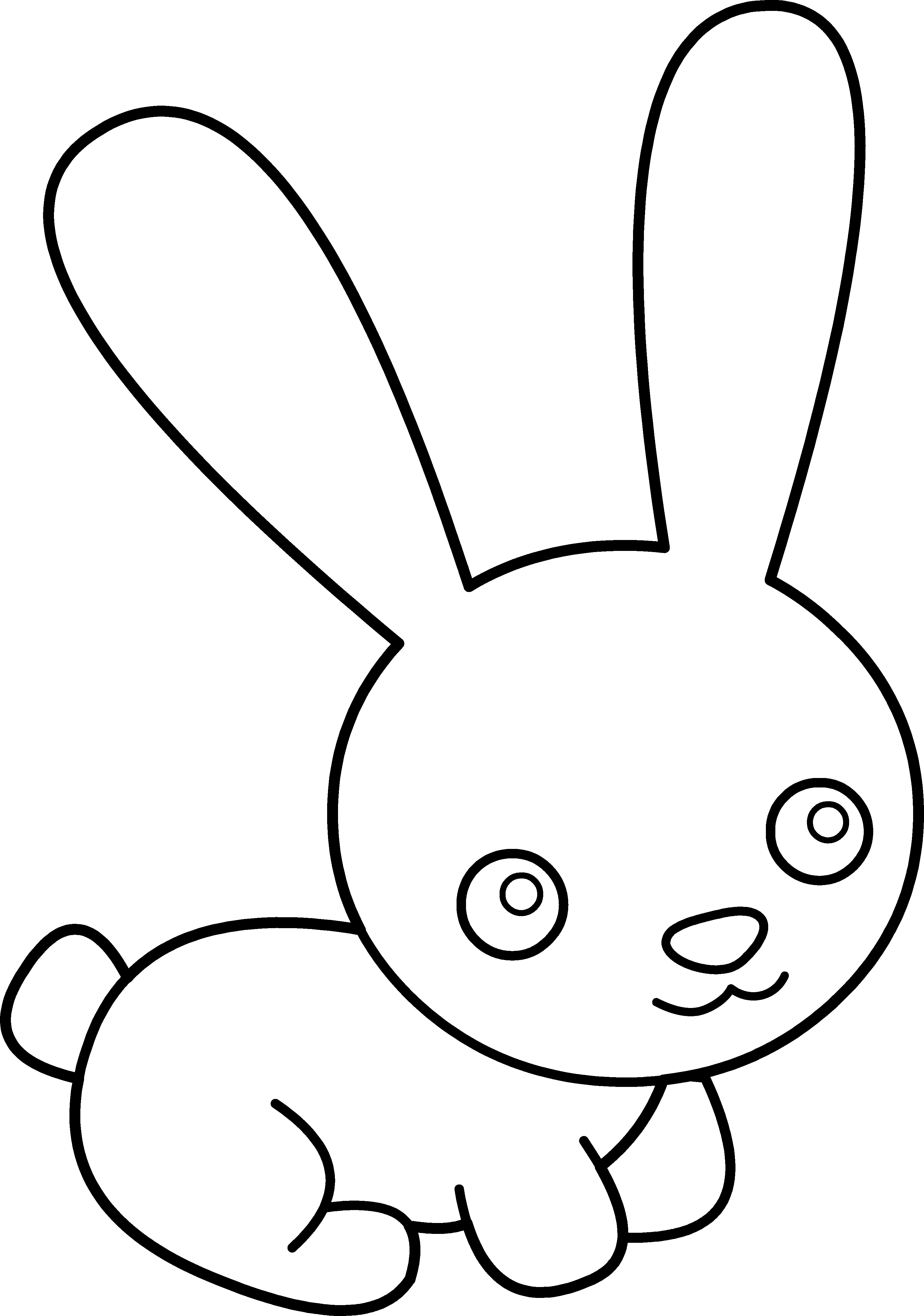 Rabbit Cute Bunny Clip Art Free Image - Cute Rabbit Cartoon Black And White (3220x4584)