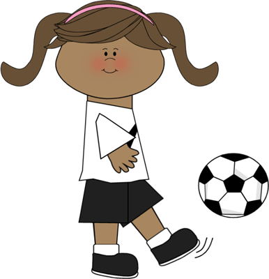 Girl Kicking Soccer Ball - Kicking Ball Clip Art (386x400)