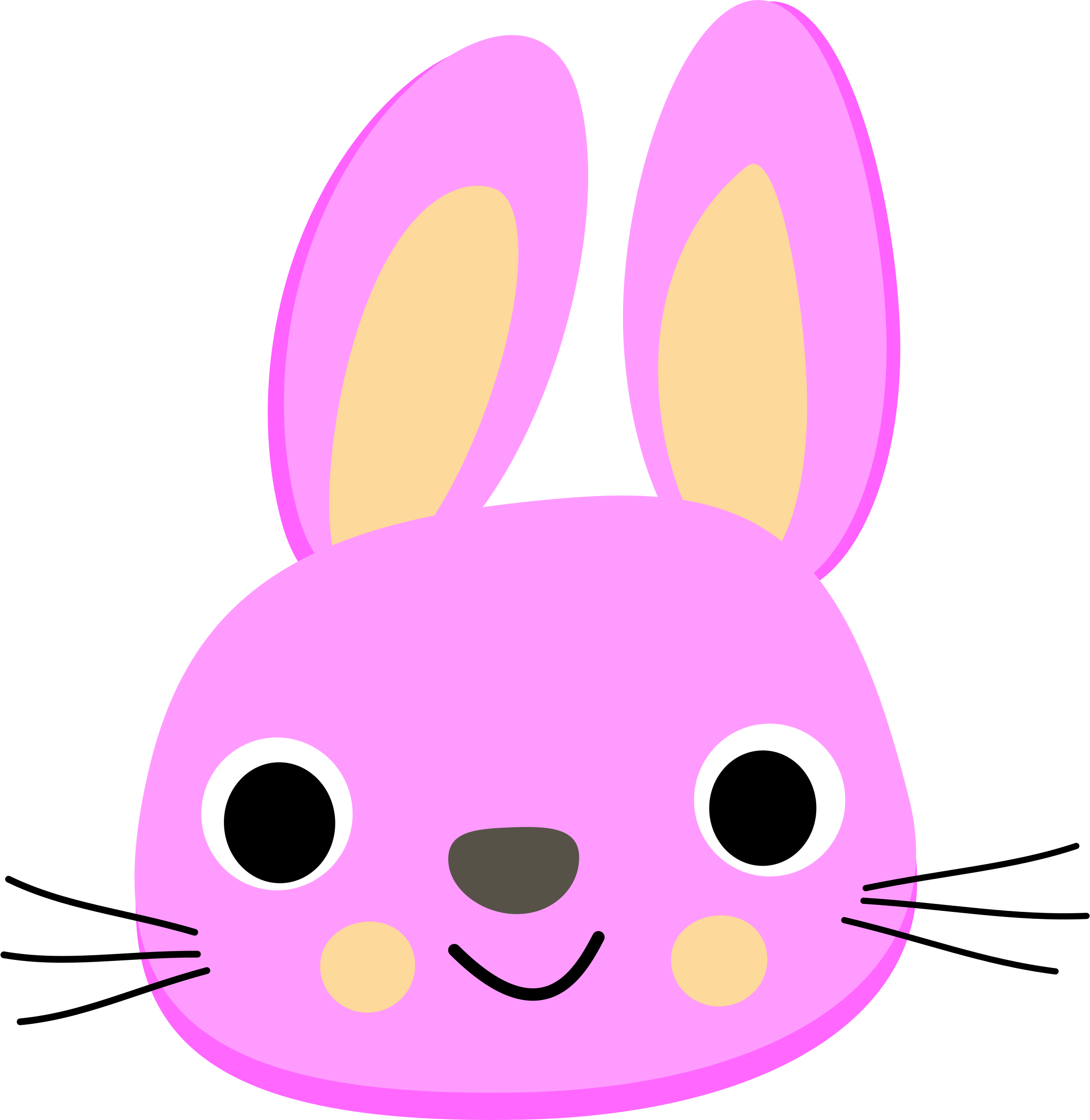 Clipart Lapin - Rabbit Face Clip Art (2337x2400)